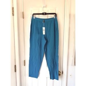 Eileen Fisher Jewel Tapered Ankle Pants XS Teal Blue Pull On F4TL-P4359M NEW